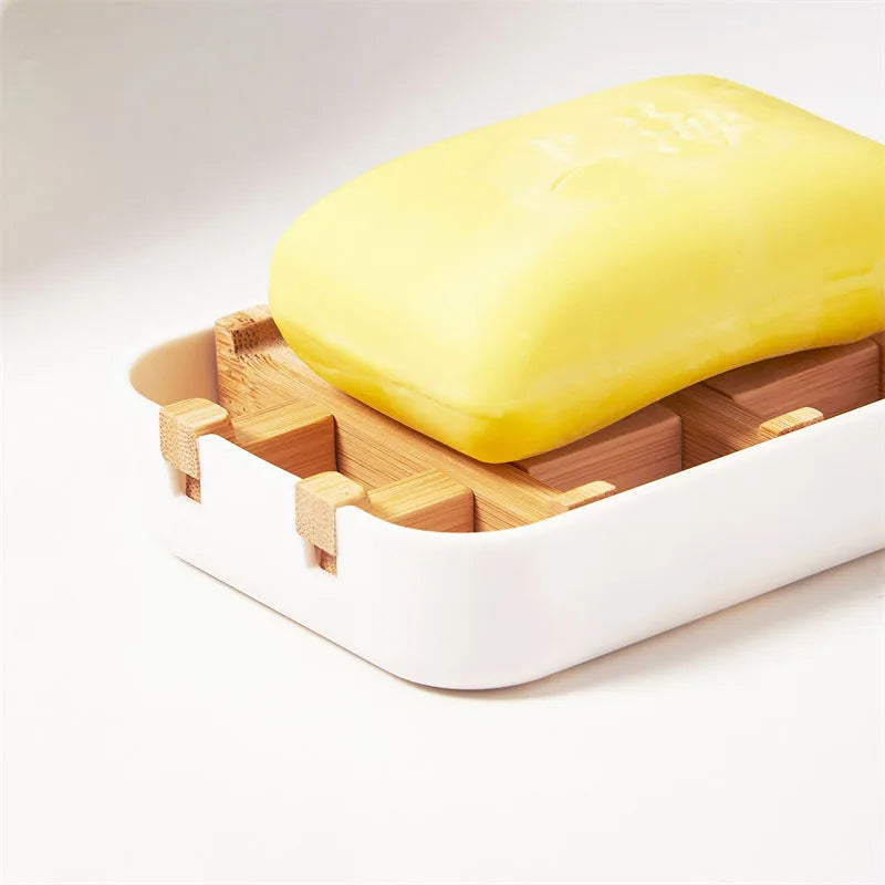 Bamboo Wooden Soap Dishes for Shower with Drainage Bathroom Bar Soap Holder Detachable Soap Stand Sink Deck Bathtub Shower Tray