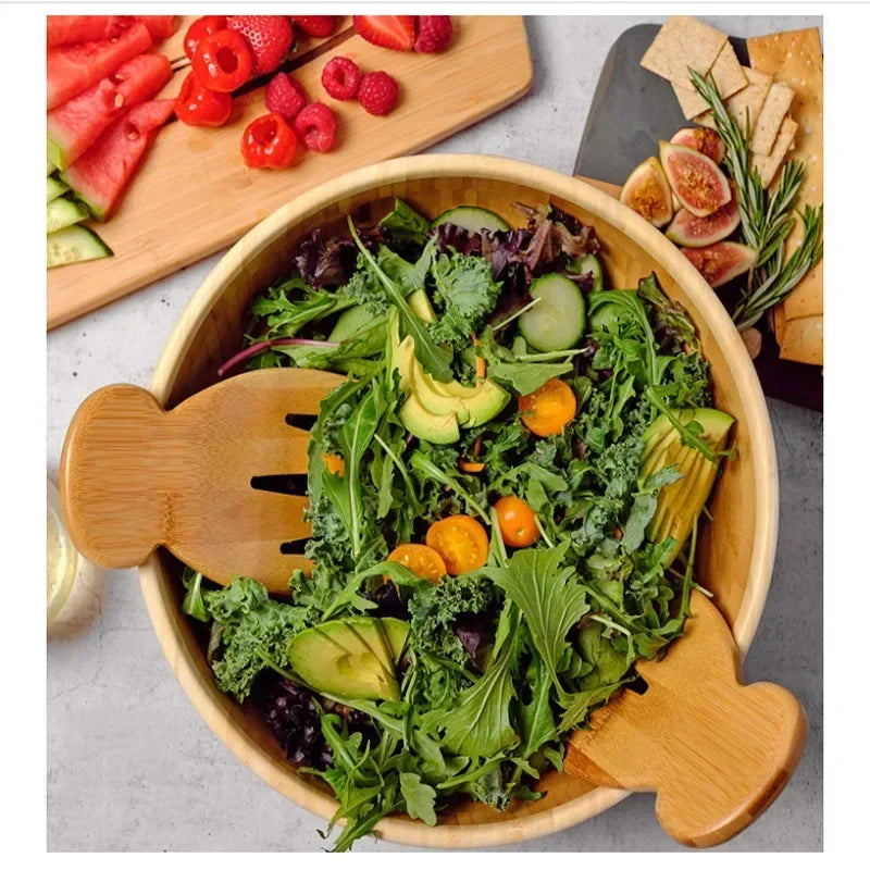 Bamboo Salad Hands Natural Bamboo Rice Spoon Non-stick Soup Food Stirring Salad Pasta Fruit Western Wooden Clean Kitchen Gadgets