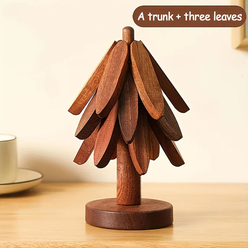 Tree Design Stand Bamboo Wooden Trivets Decorative Anti Scald Heat Resistant Table Mat Coaster Wood   Placemats Pot