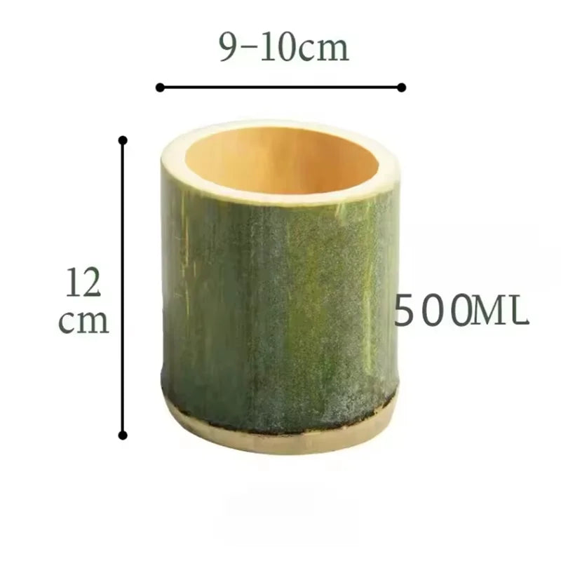 Bamboo Cup Stylish Round Handmade Creative Reusable Bubble Tea Cup Chocolate Cookies Cup for Picnic Housewarming Gift Dinner