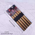 Bamboo Chopsticks, Set of 5 Pairs, High Aesthetic Value for Home Use, Individual Chopsticks, Mold-Resistant, Non-Slip, Printed Design, Tableware, Communal Chopsticks, Gift
