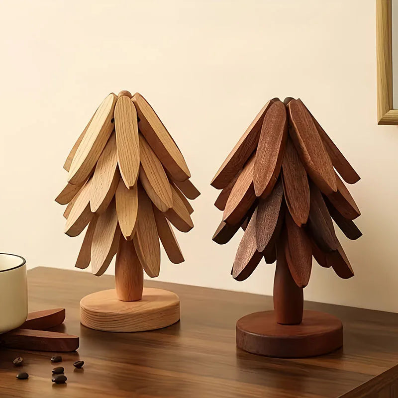 Tree Design Stand Bamboo Wooden Trivets Decorative Anti Scald Heat Resistant Table Mat Coaster Wood   Placemats Pot