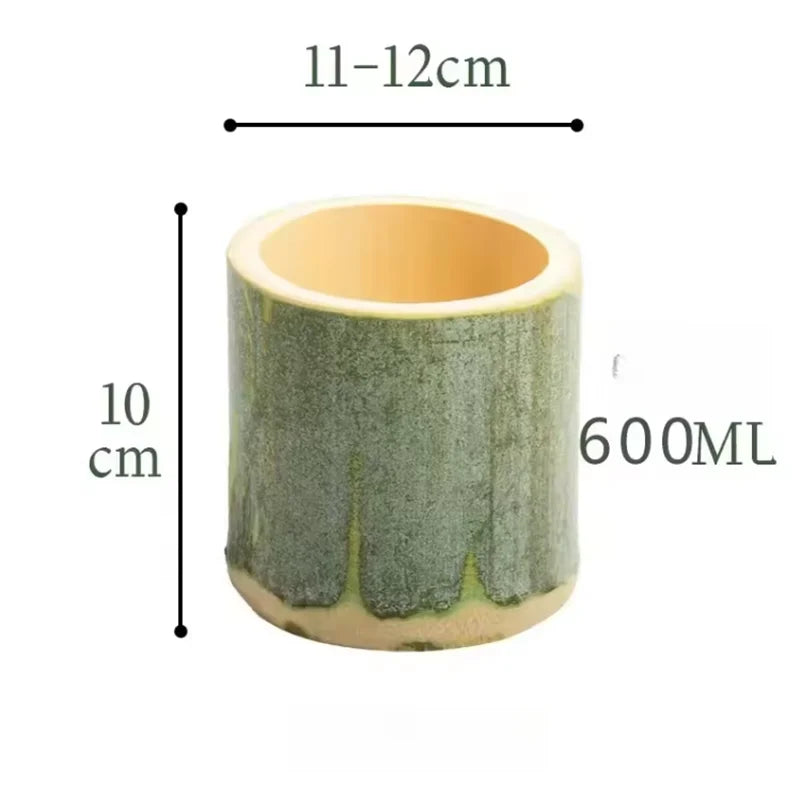 Bamboo Cup Stylish Round Handmade Creative Reusable Bubble Tea Cup Chocolate Cookies Cup for Picnic Housewarming Gift Dinner