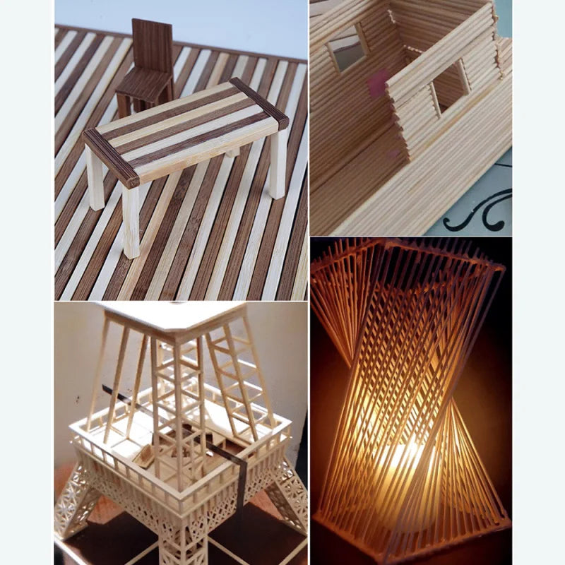 Bamboo Wood Material DIY Building Model Supplies Handmade Craft Furniture Lantern Making Ornaments