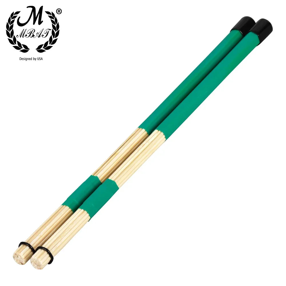 M MBAT 1 Pair 40CM High Quality Bamboo Drum Brush Drumsticks Rods Jazz Drum Sticks Brushes Rod Percussion Accessories Parts