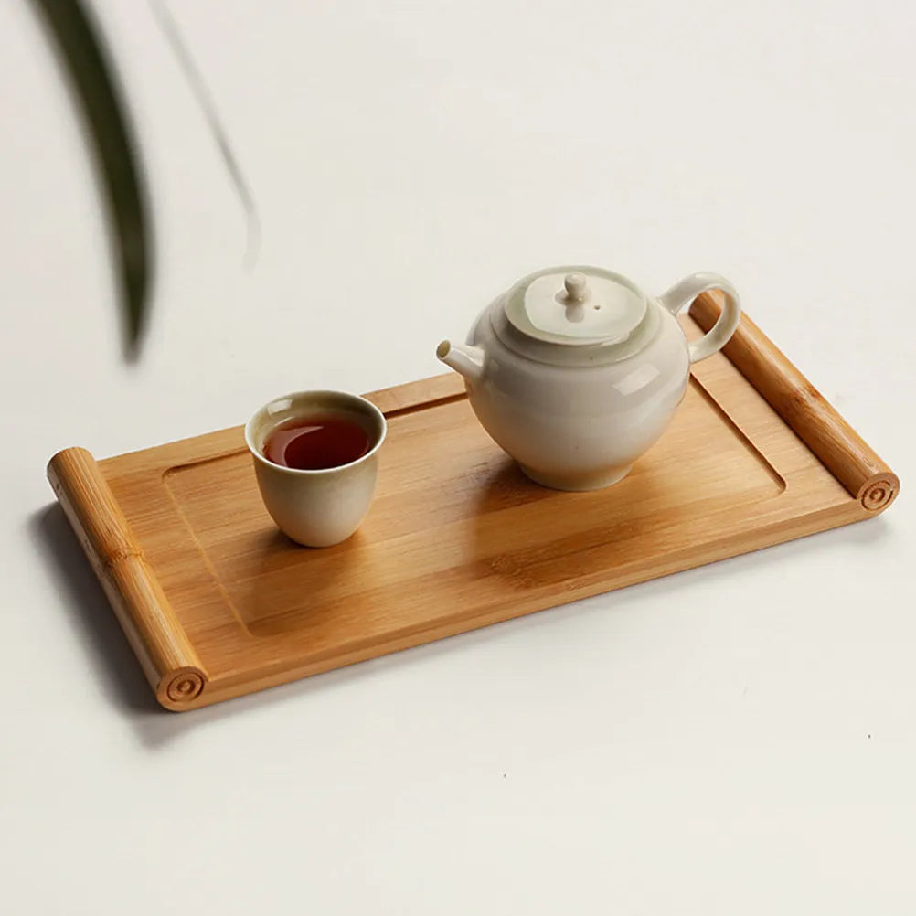 Bamboo Tea Tray Premium Material Refined Detail Versatile Use Tea Room Serving Platter Decorative Household Tray