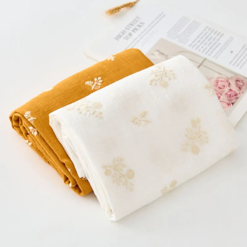 140x50cm Embroidered Bamboo Nodes, Cotton and Linen Fabrics, Clothing Fabrics, DIY Fabrics, Women's Dresses, Forest Flowers