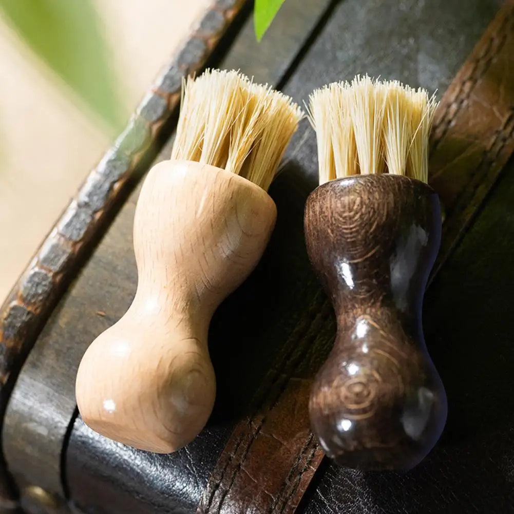 Bamboo Palm Pot Brush Wood Round Handle Brush Heat-Resistant Bristles Pots Pans Vegetables Scrubber Shoes Cleaning Brush