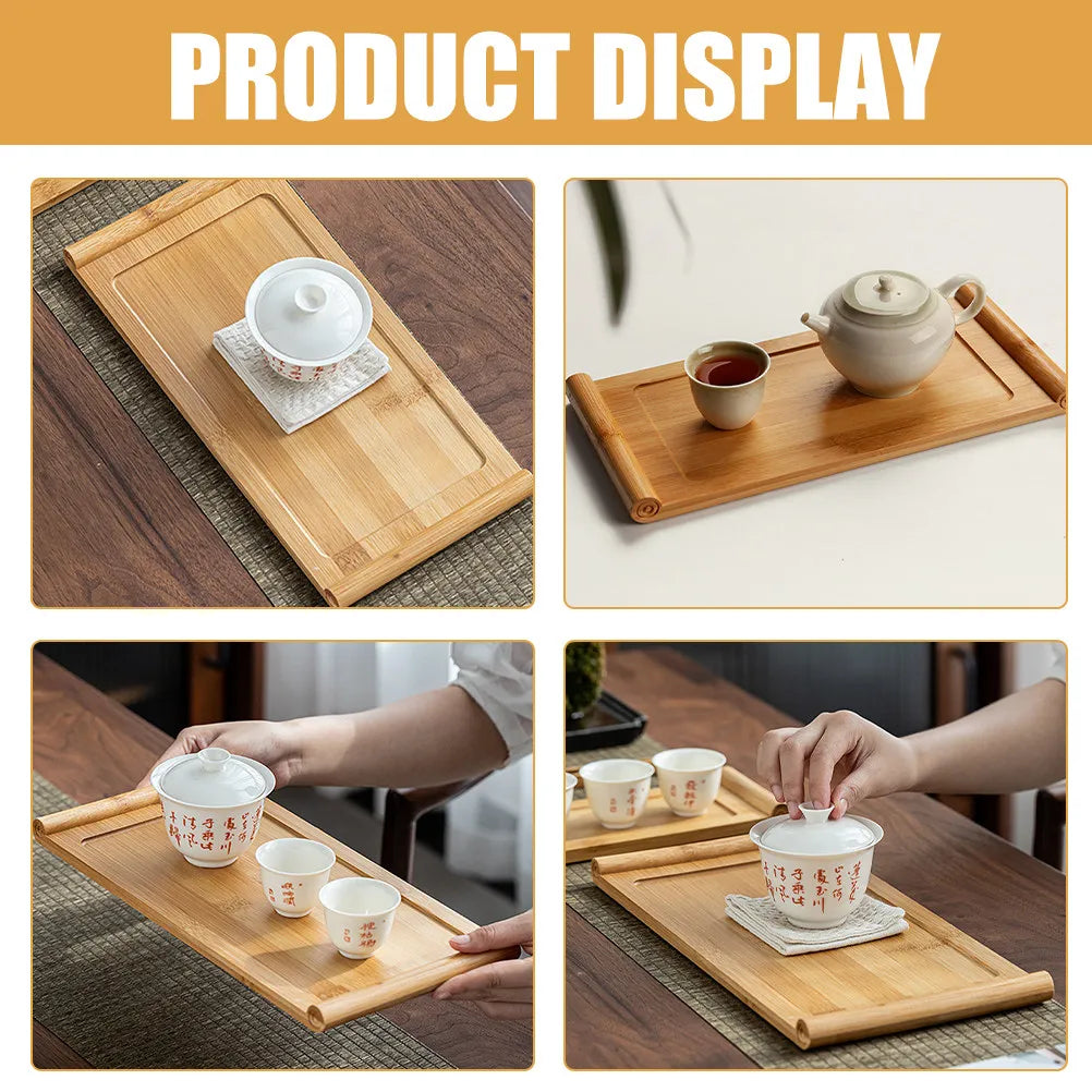 Bamboo Tea Tray Premium Material Refined Detail Versatile Use Tea Room Serving Platter Decorative Household Tray
