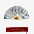 Bamboo Ribs Ink landscape Painting Tai Chi Fan Chinese Style Dance Performance Fan Cheongsam Show China Kung Fu Folding Ring Fan