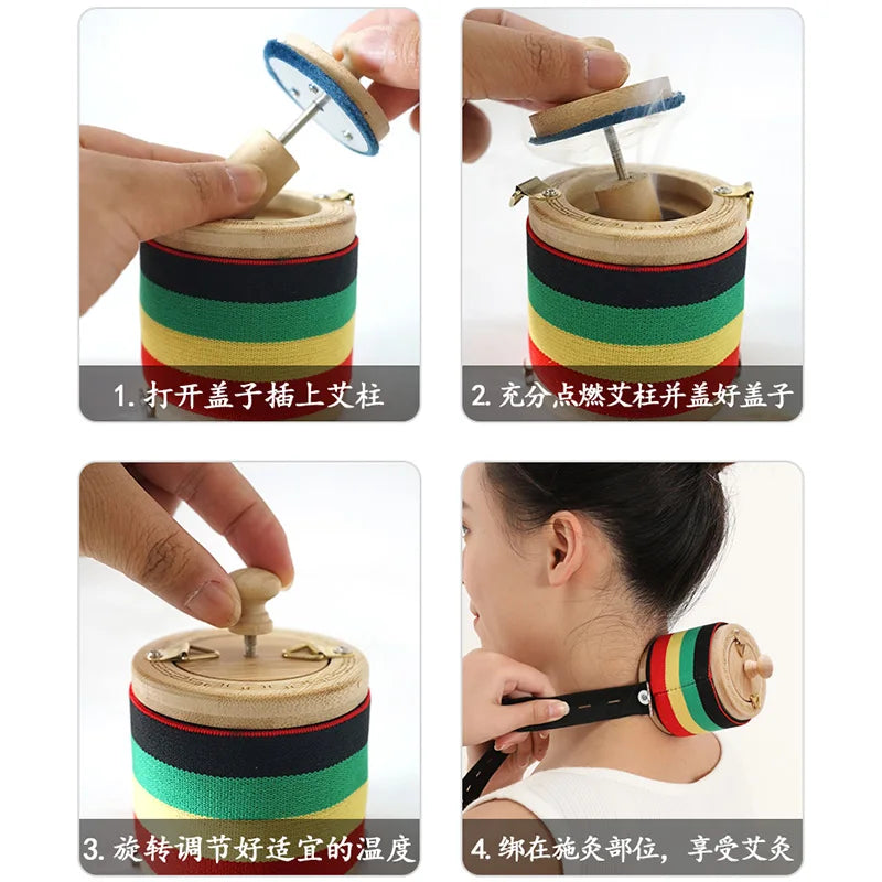 Bamboo Wooden Moxa Roll Burner Environment-friendly Paint-free Wooden Moxibustion Tool Warm Meridian Massage Therapy Health Care