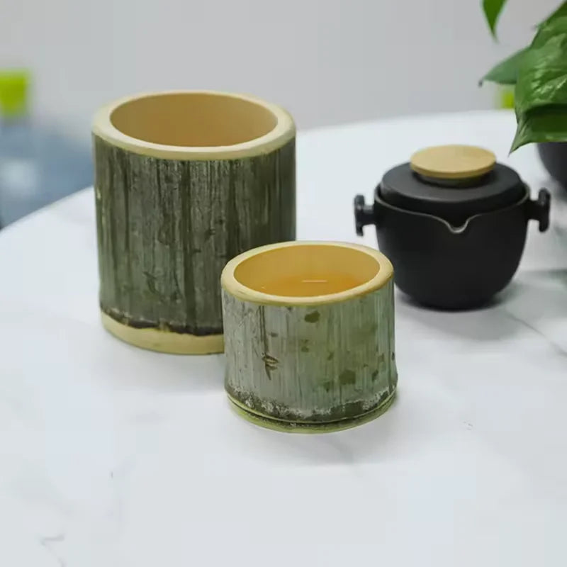 Bamboo Cup Stylish Round Handmade Creative Reusable Bubble Tea Cup Chocolate Cookies Cup for Picnic Housewarming Gift Dinner