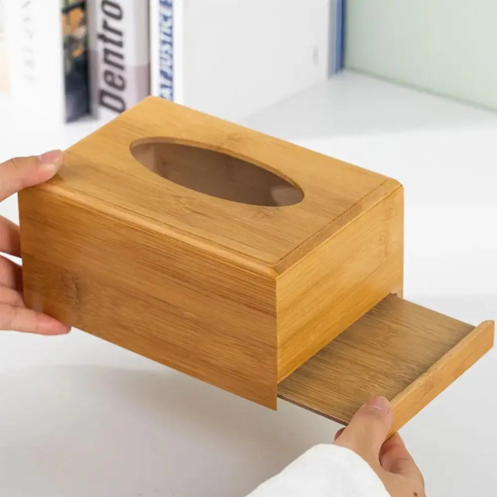 Bamboo Tissue Box Modern Minimalist Design Tissue Box Holder Household Tissue Case For Hotel Restaurant Hotel Office Easy-Refill