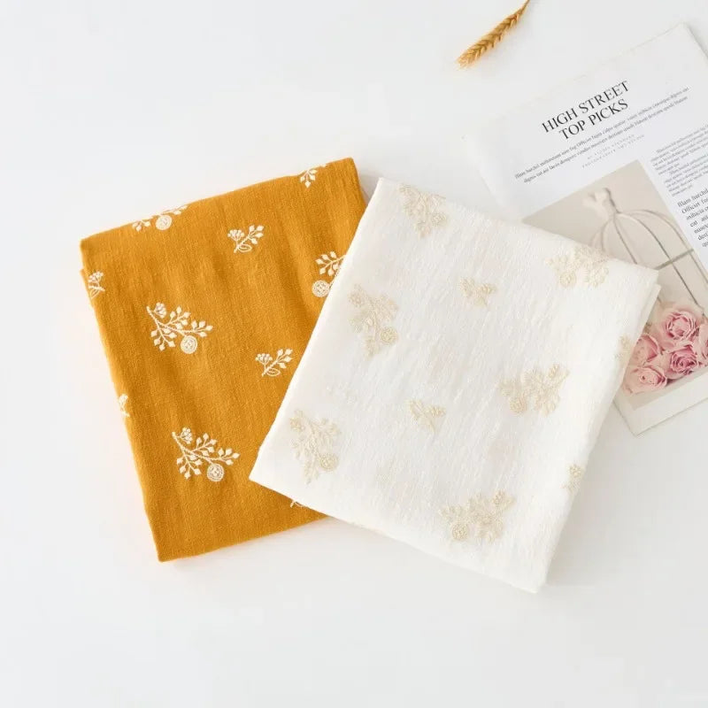 140x50cm Embroidered Bamboo Nodes, Cotton and Linen Fabrics, Clothing Fabrics, DIY Fabrics, Women's Dresses, Forest Flowers