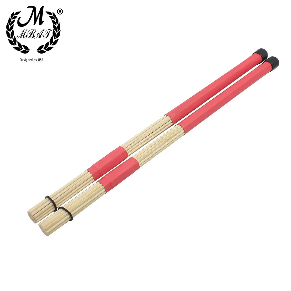 M MBAT 1 Pair 40CM High Quality Bamboo Drum Brush Drumsticks Rods Jazz Drum Sticks Brushes Rod Percussion Accessories Parts