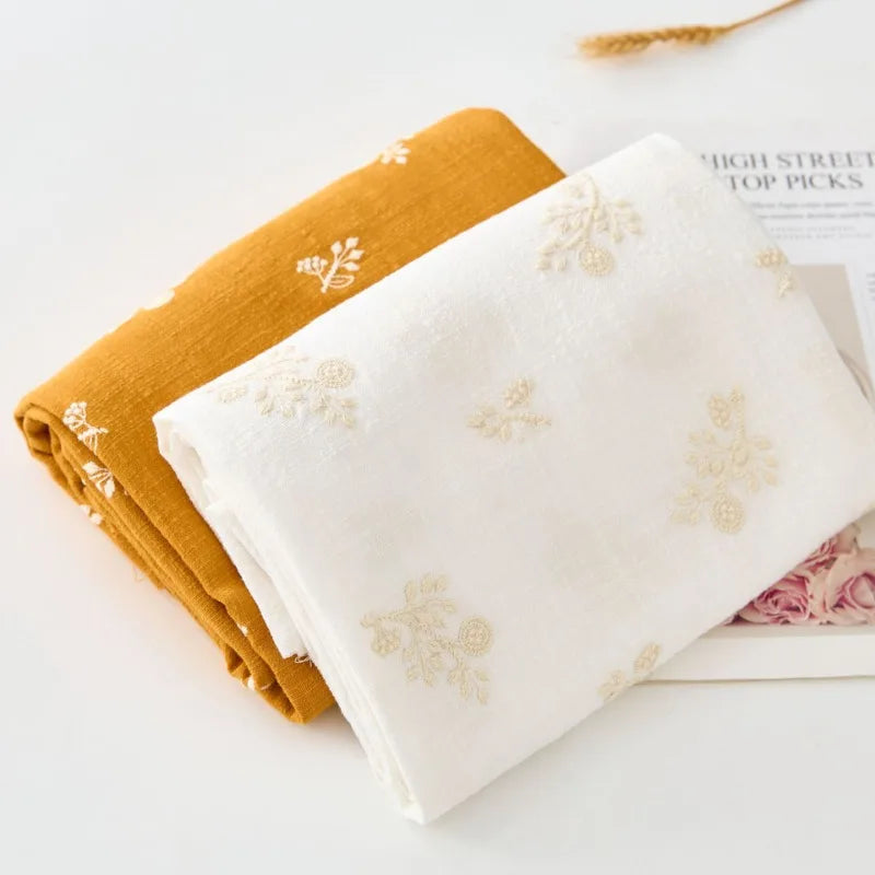 140x50cm Embroidered Bamboo Nodes, Cotton and Linen Fabrics, Clothing Fabrics, DIY Fabrics, Women's Dresses, Forest Flowers