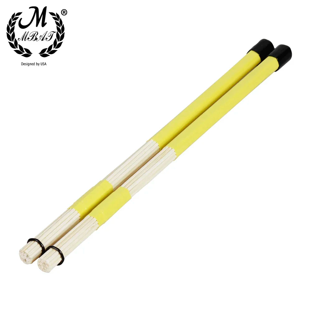 M MBAT 1 Pair 40CM High Quality Bamboo Drum Brush Drumsticks Rods Jazz Drum Sticks Brushes Rod Percussion Accessories Parts