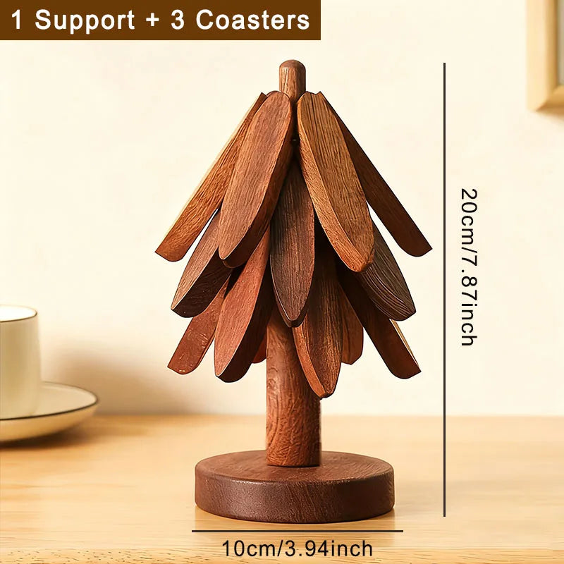 Tree Design Stand Bamboo Wooden Trivets Decorative Anti Scald Heat Resistant Table Mat Coaster Wood   Placemats Pot