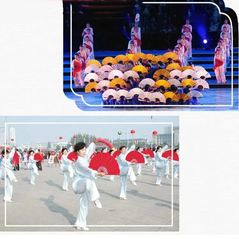 Bamboo Ribs Ink landscape Painting Tai Chi Fan Chinese Style Dance Performance Fan Cheongsam Show China Kung Fu Folding Ring Fan